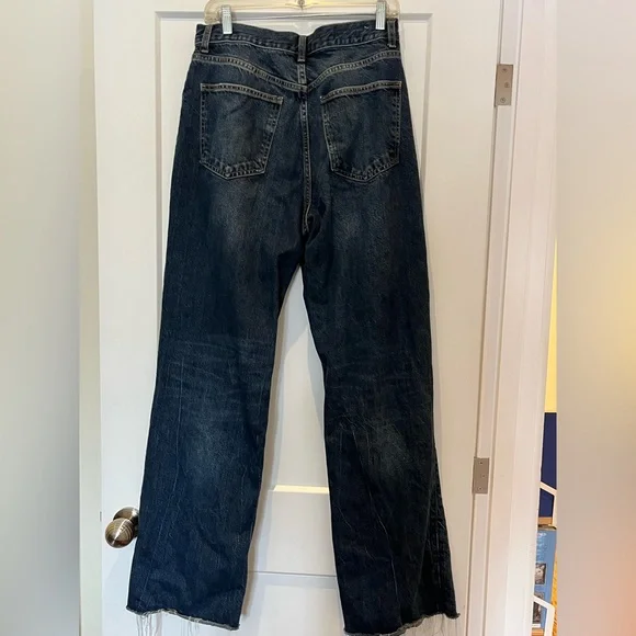 Zara High Rise Wide Straight Leg Denim Jeans Cotton Lyocell 10 - Picture 5 of 7